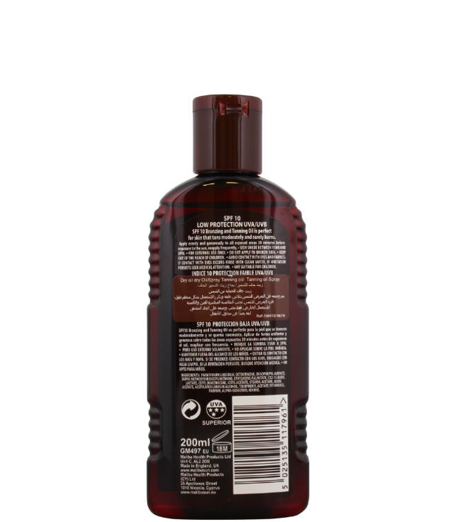Malibu Tanning Oil SPF10, 200 ml.